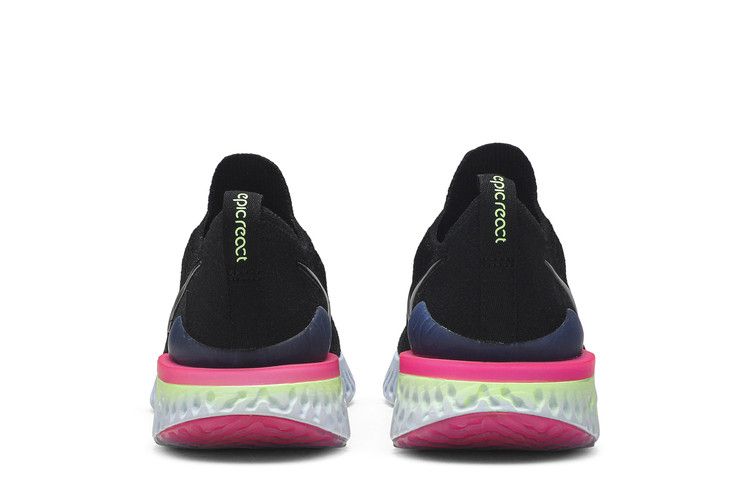 Nike Epic React Flyknit 2 'Pixel' — Black/Black-Sapphire Lime Blast-Hyper Pink-Blue Tint (7)