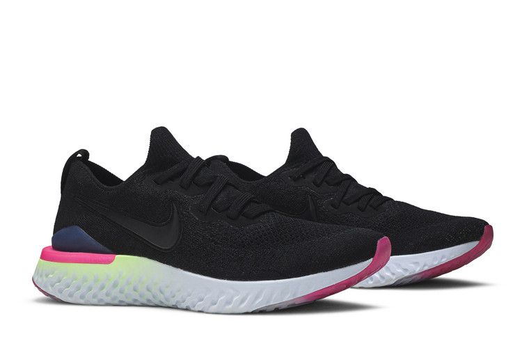 Nike Epic React Flyknit 2 'Pixel' — Black/Black-Sapphire Lime Blast-Hyper Pink-Blue Tint (9)
