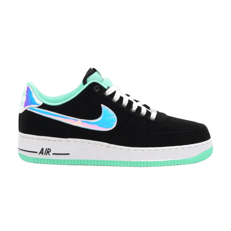 Nike Air Force 1 Low 'Green Glow' — Black/Shiny Silver-Green Glow