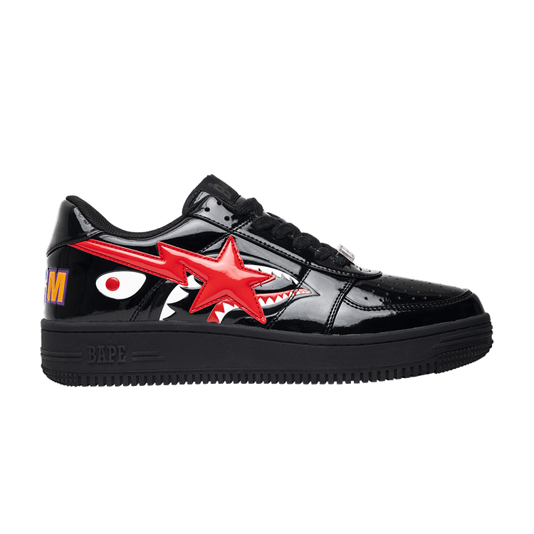 Bapesta Low 'Black Shark Face' — Black/White/Red