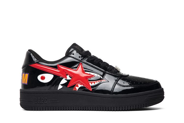 Bapesta Low 'Black Shark Face' — Black/White/Red
