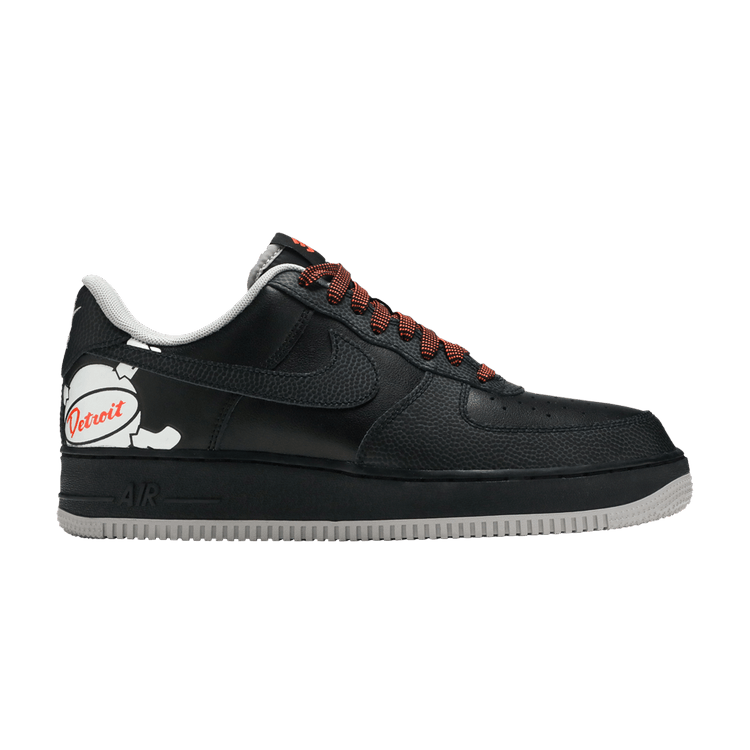 Nike Air Force 1 Low 'Detroit Away' — Black/Black/Atmosphere Grey-Turf Orange