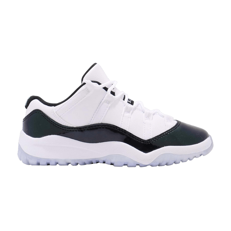 Air Jordan 11 Retro Low PS 'Emerald' — white/black-emerald rise