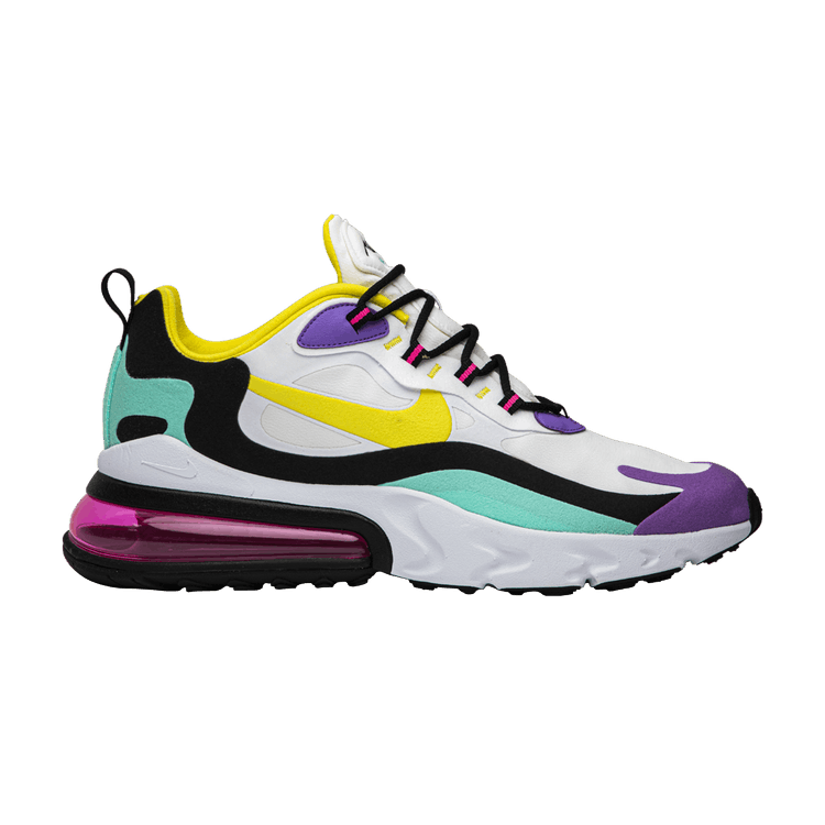Nike Air Max 270 React 'Geometric Abstract' — White/Dynamic Yellow-Black-Bright Violet