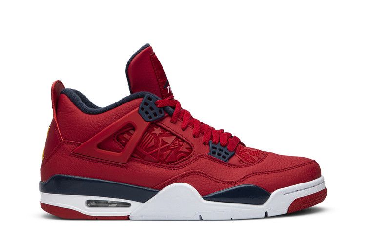 Air Jordan 4 Retro 'FIBA' — Gym Red/White/Metallic Gold/Obsidian