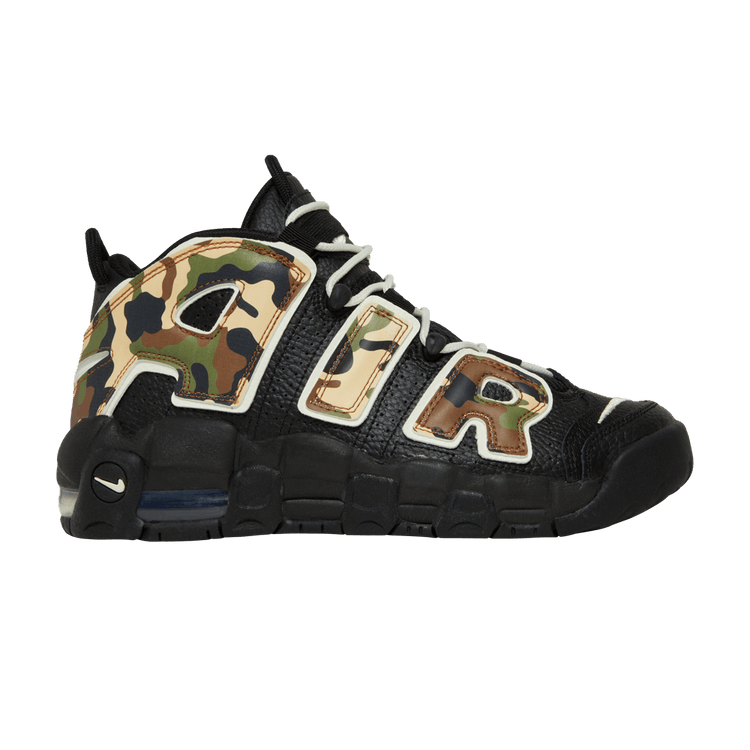 Nike Air More Uptempo QS GS 'Camo' — Black/Sail-Light British Tan-Asparagus