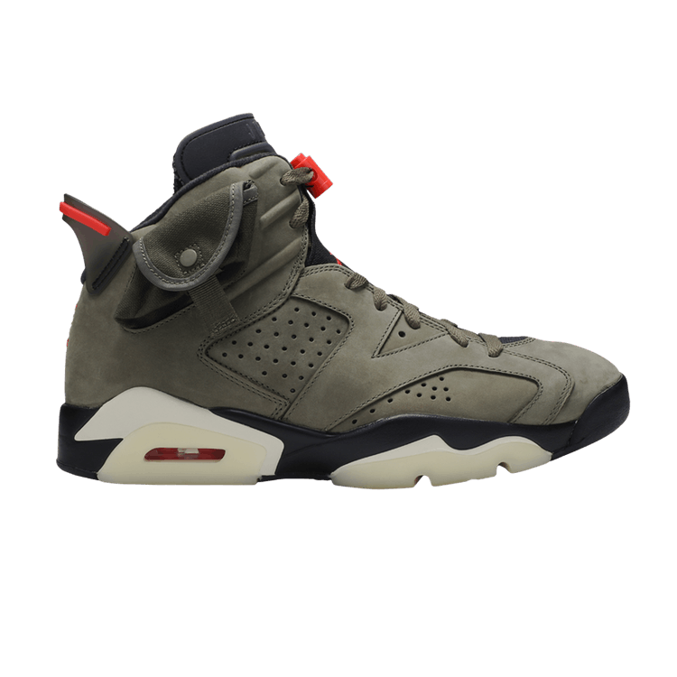 Travis Scott x Air Jordan 6 Retro 'Olive' — Medium Olive/Black-Sail-University Red