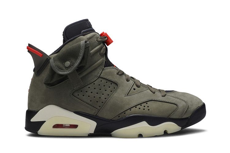 Travis Scott x Air Jordan 6 Retro 'Olive' — Medium Olive/Black-Sail-University Red