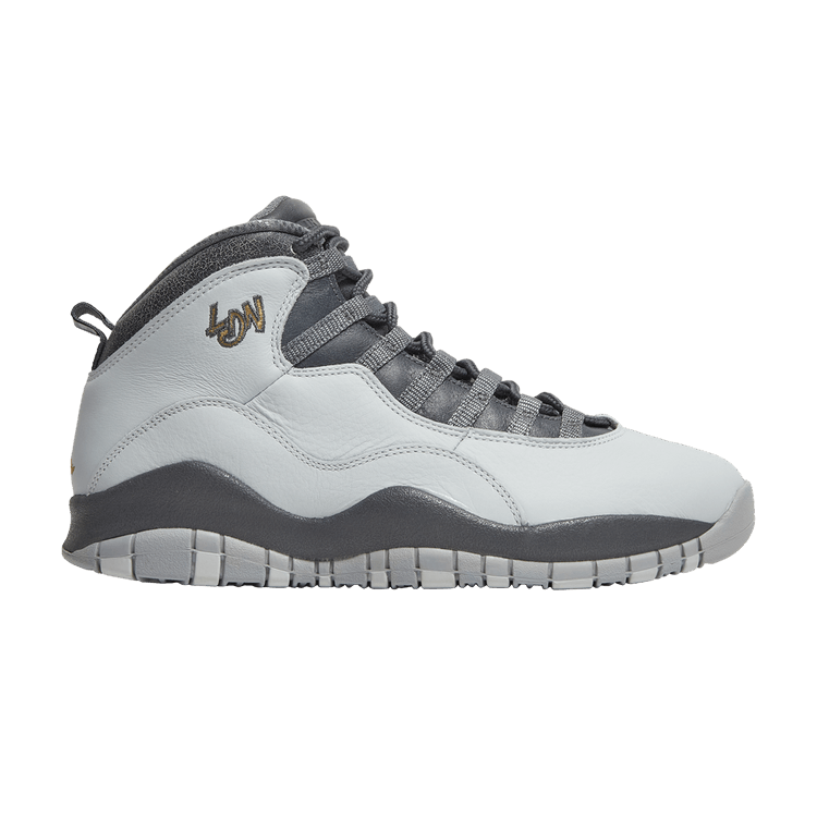 Air Jordan 10 Retro 'London' — Pure Platinum/Metallic Gold-Dark Grey