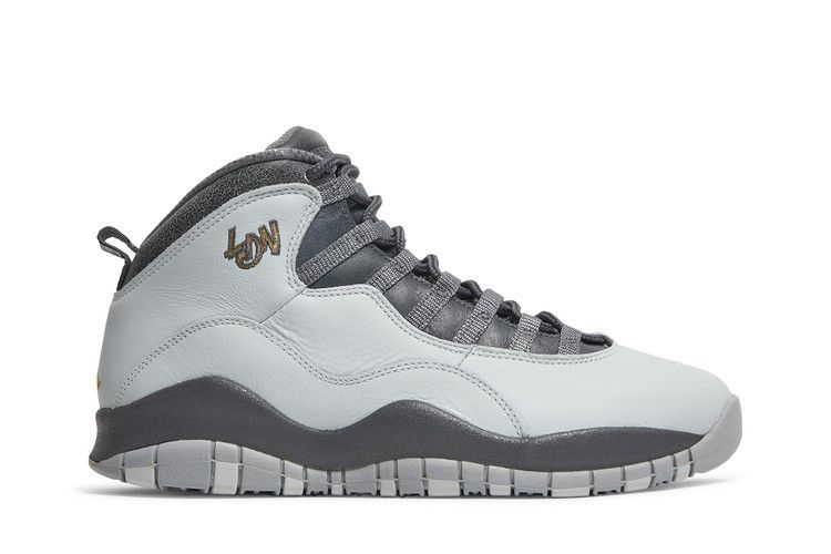 Air Jordan 10 Retro 'London' — Pure Platinum/Metallic Gold-Dark Grey