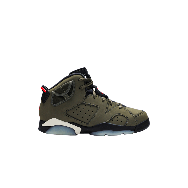 Travis Scott x Air Jordan 6 Retro PS 'Olive' — Medium Olive/Black/Sail/Univeristy Red
