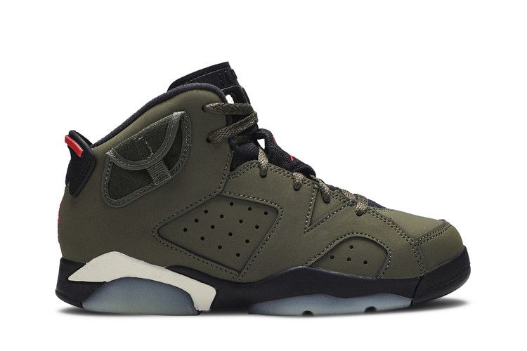 Travis Scott x Air Jordan 6 Retro PS 'Olive' — Medium Olive/Black/Sail/Univeristy Red