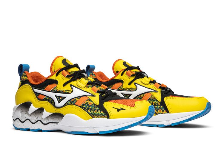 Pardon My French x Mizuno Wave Rider 1 'African Fabric' — Yellow/White/Orange
