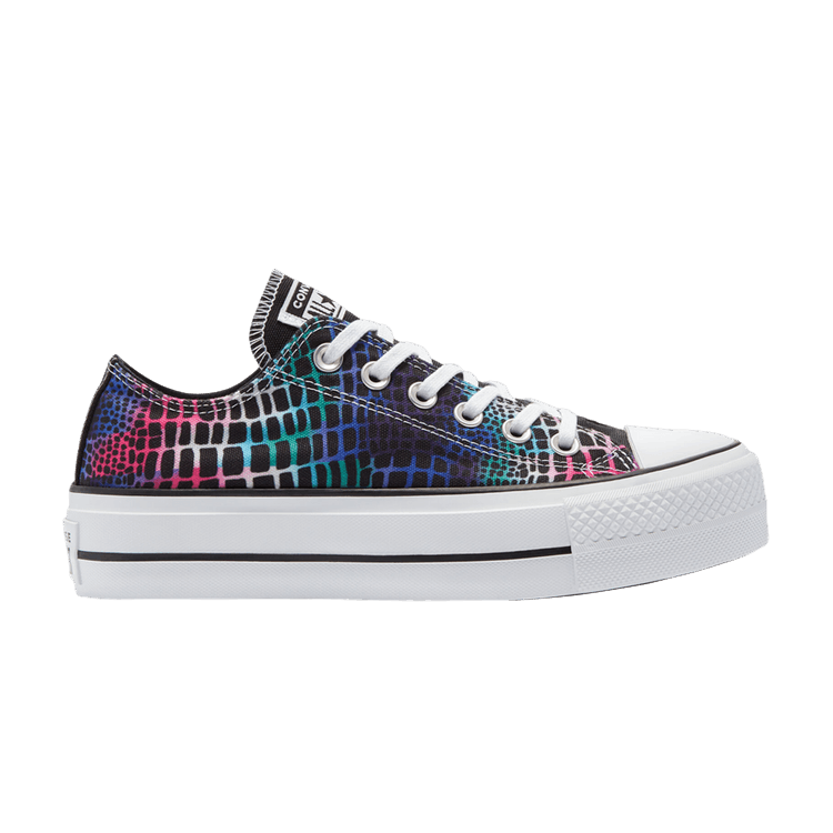 Converse Wmns Chuck Taylor All Star Platform Low 'Digital Daze - Crocodile Scales' — Black/Hyper Pink/White
