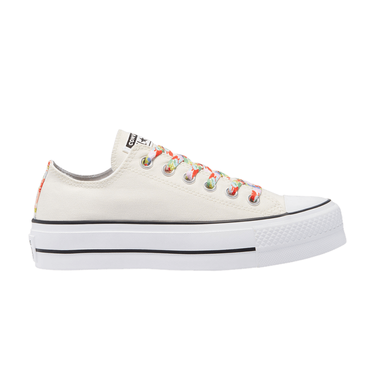Converse Wmns Chuck Taylor All Star Platform Low 'Floral Print - Egret' — Egret/White/Bright Poppy