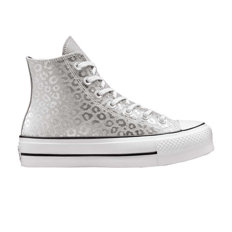 Converse Wmns Chuck Taylor All Star Platform High 'Glitter Leopard Spots' — Silver/Black/White