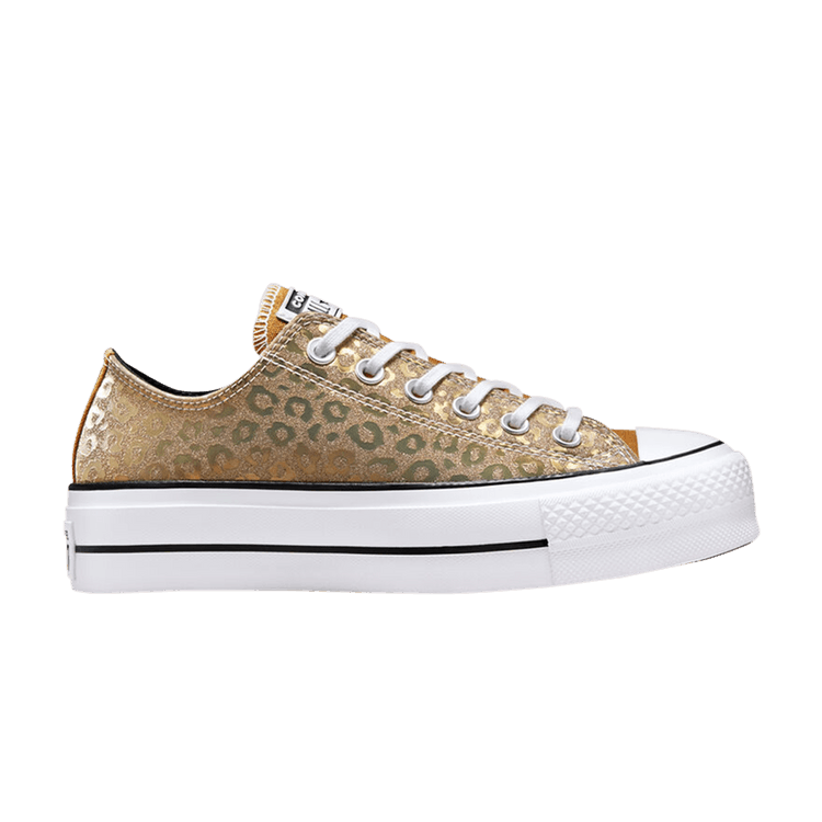 Converse Wmns Chuck Taylor All Star Platform Low 'Authentic Glam - Gold Leopard' — Gold/Black/White