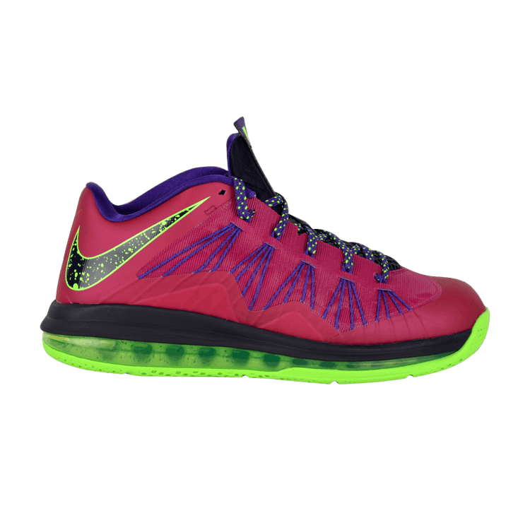 Nike Air Max LeBron 10 Low 'LeBroncurial' — Raspberry Red/Court Purple-Flash Lime