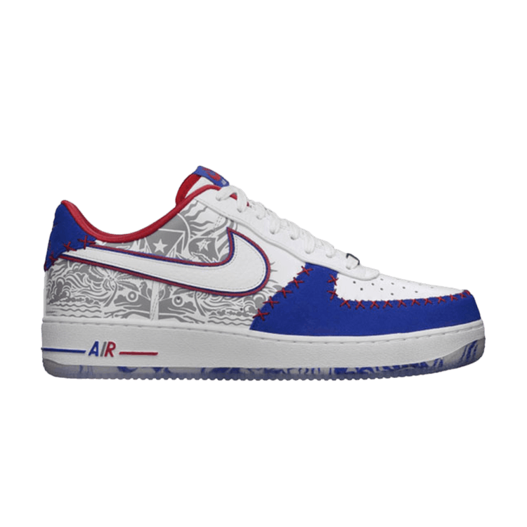 Nike Air Force 1 'Puerto Rico' — White/White-Gym Royal-University Red