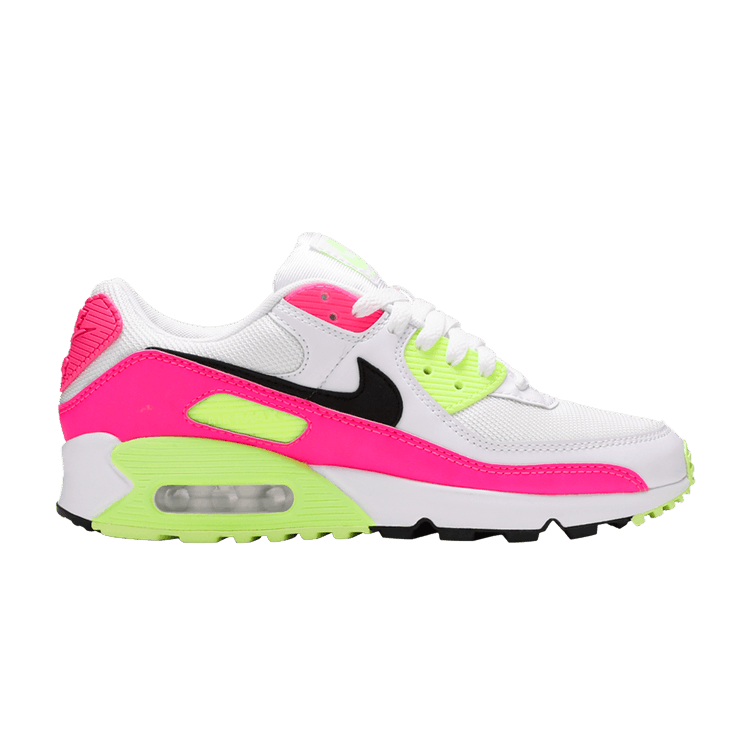 Nike Wmns Air Max 90 GS 'Pink Volt' — White/Black/Pink Blast/Ghost Green
