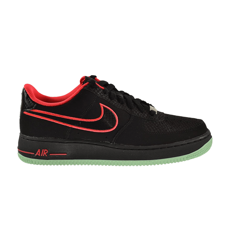 Nike Air Force 1 Low GS 'Yeezy' — Black/Black/Laser Crimson/Arctic Green