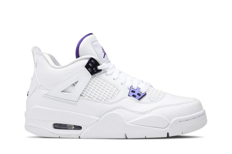 Air Jordan 4 Retro GS 'Purple Metallic' — White/Court Purple/Metallic Silver