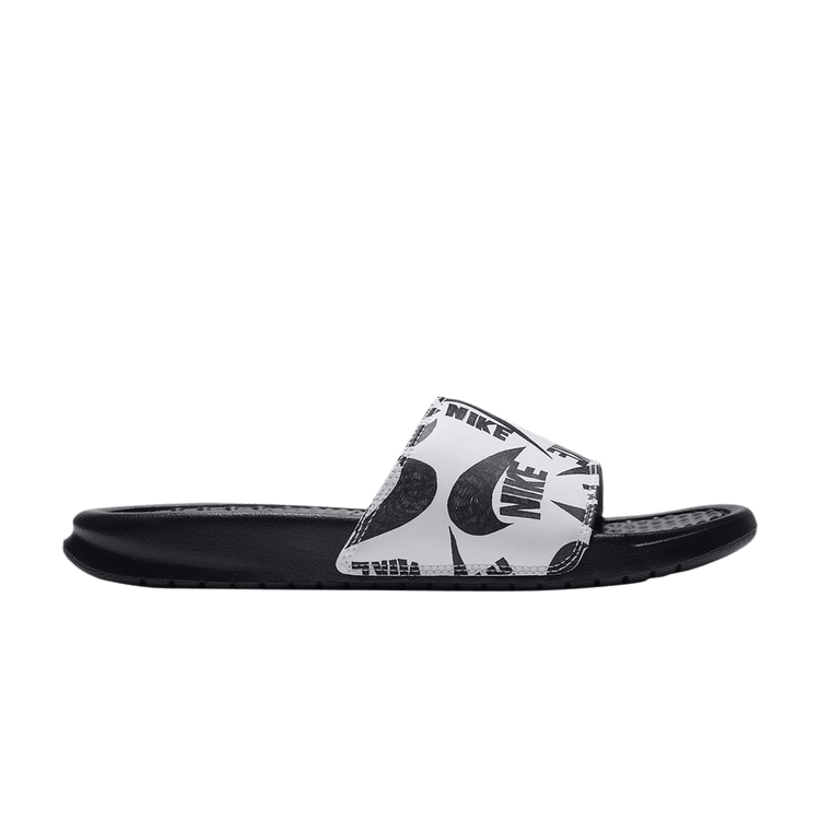 Nike Wmns Benassi JDI Floral Slide 'Swoosh Logo Print - Black' — Black/White/Black