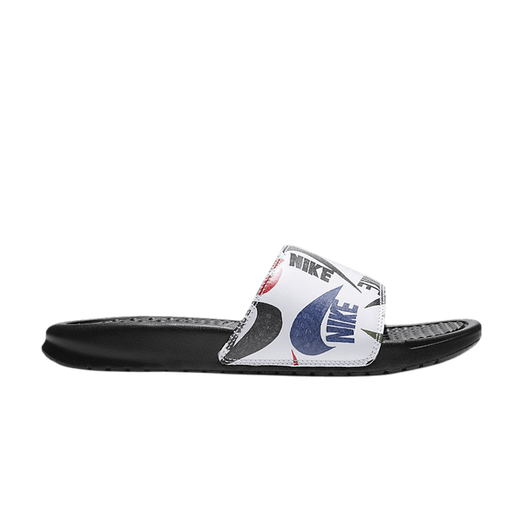 Nike Wmns Benassi JDI Floral Slide 'Swoosh Logo Print - Multicolor' — Black/White/Multi-Color/Black