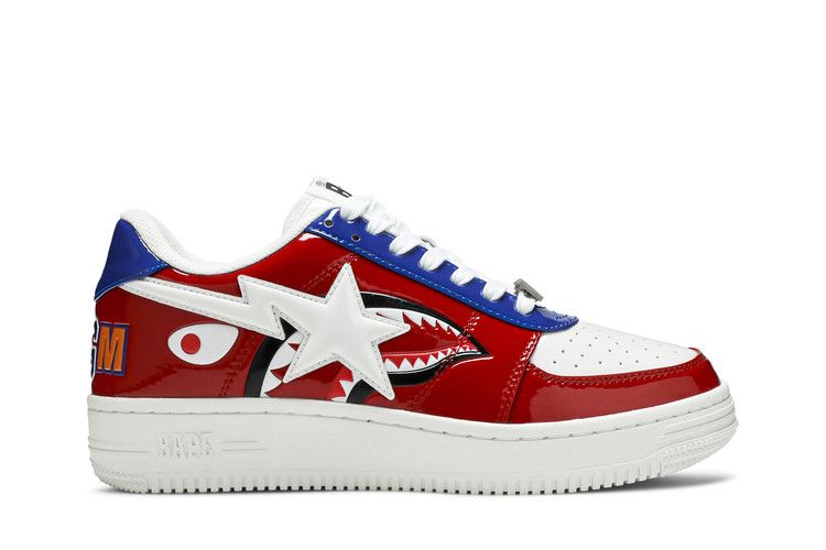 Bapesta Low M2 'Red Shark Face' — Red/White/Blue