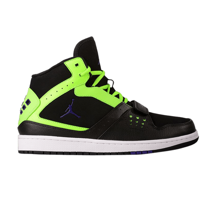 Air Jordan 1 Flight Strap 'Black Flash Lime' — Black/Flash Lime/Court Purple
