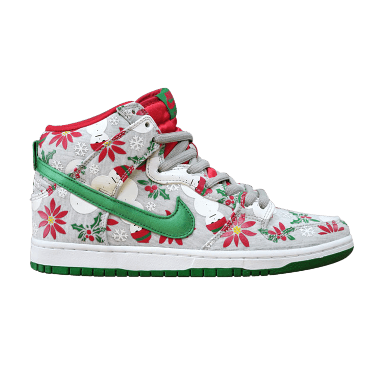 Concepts x Nike Dunk High Premium SB 'Ugly Christmas Sweater' — Grey Heather/Pine Green/University Red