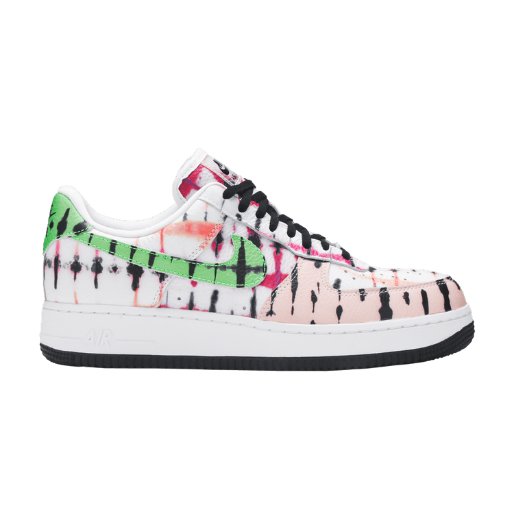 Nike Wmns Air Force 1 'Black Tie Dye' — White/Green Strike/Washed Coral/Black