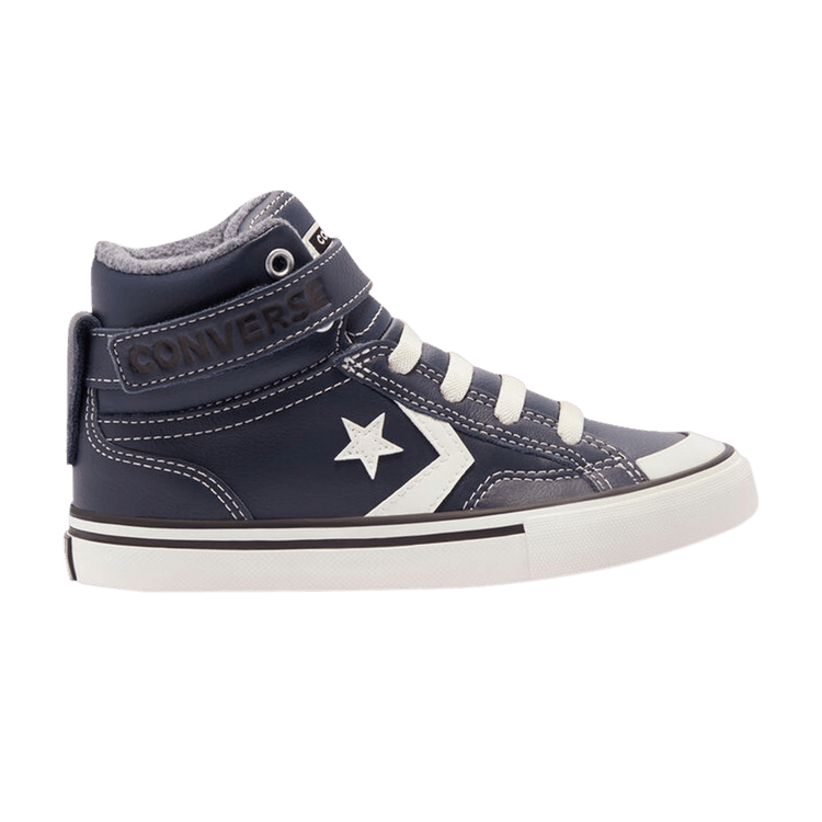 Converse Pro Blaze Strap High GS 'Leather &amp; Heathered Knit - Lakeside Blue' — Obsidian/Lakeside Blue/Egret