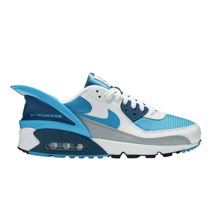 Nike Air Max 90 FlyEase 'Laser Blue' — White/White/Industrial Blue/Laser Blue