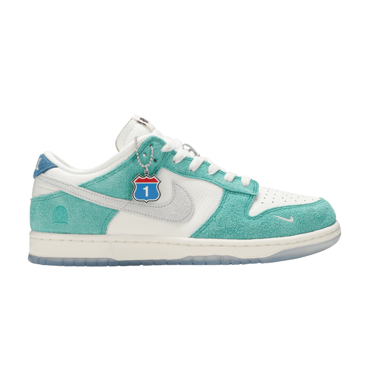 Nike Kasina x Dunk Low 'Road Sign' — Sail/White/Neptune Green/Industrial Blue