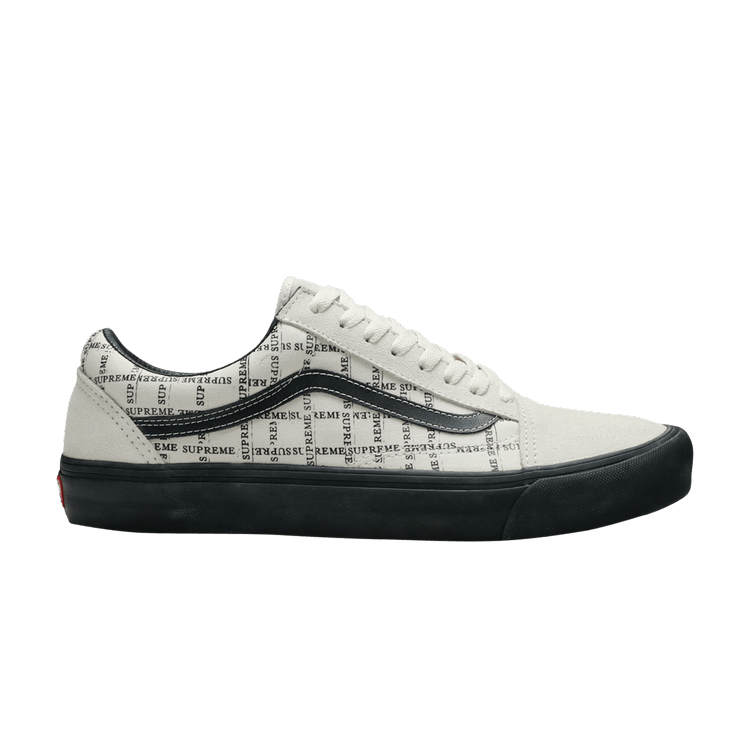 Supreme x Vans Old Skool Pro 'Logo Pattern - White' — Off White/Black