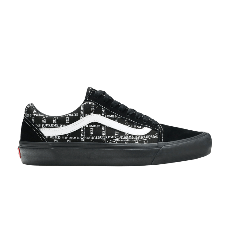 Supreme x Vans Old Skool Pro 'Logo Pattern - Black' — Black/Black
