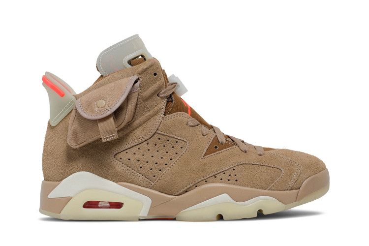 Travis Scott x Air Jordan 6 Retro 'British Khaki' — British Khaki/Sail/Bright Crimson