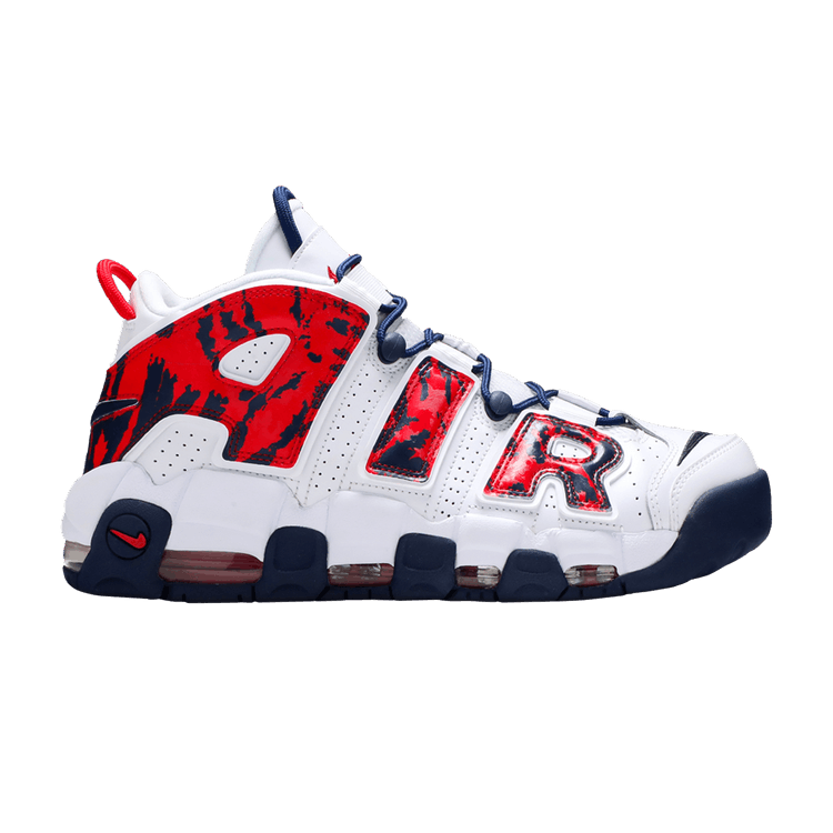 Nike Air More Uptempo 'Red Navy Camo' — White/University Red/Blue Void