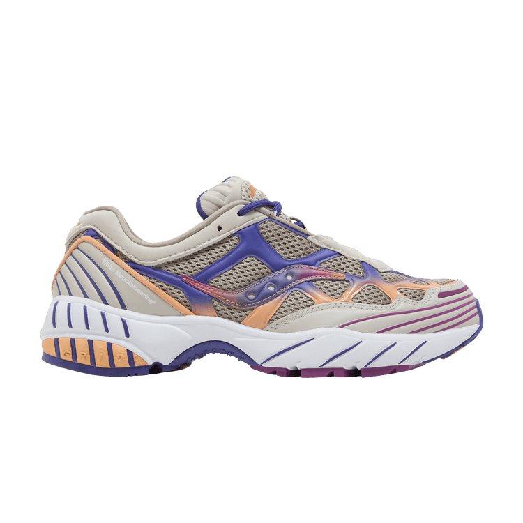 White Mountaineering x Saucony Grid Web 'Purple Orange' — Purple/Orange/Tan