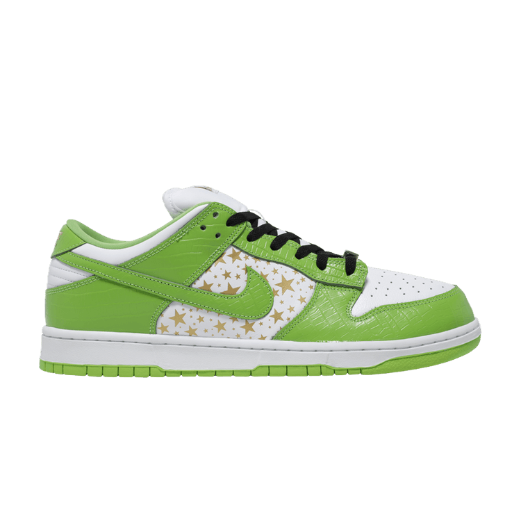 Supreme x Nike Dunk Low OG SB QS 'Mean Green' — White/Metallic Gold/Mean Green