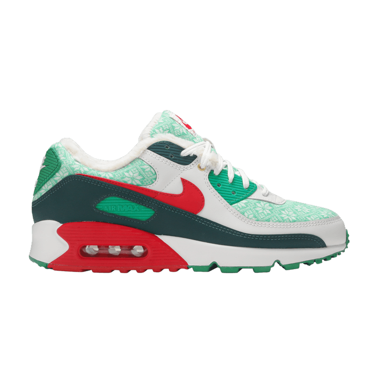Nike Air Max 90 'Christmas Sweater' — White/University Red/Dark Atomic Teal/Lucky Green