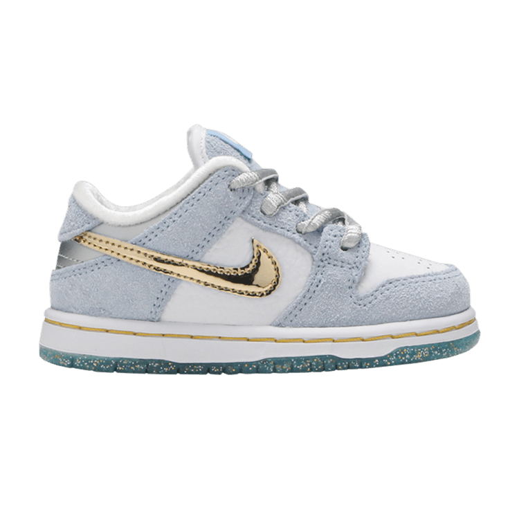 Sean Cliver x Nike Dunk Low SB TD 'Holiday Special' — White/Psychic Blue/Metallic Gold