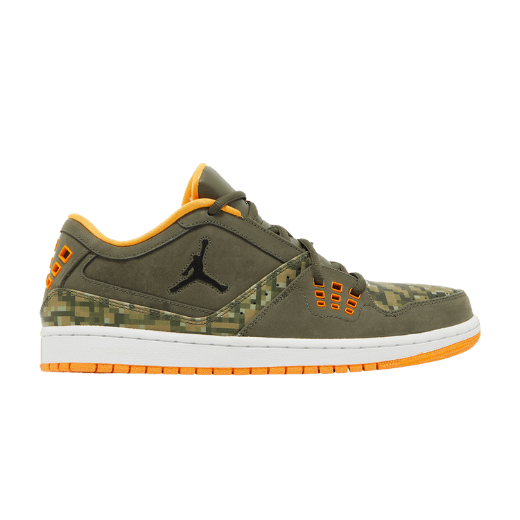 Air Jordan 1 Flight Low 'Digi Camo' — Cargo Khaki/Black/Vivid Orange/White