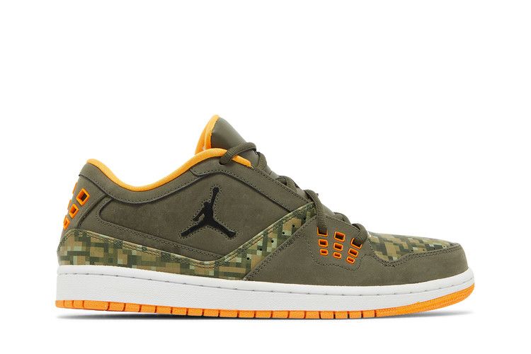 Air Jordan 1 Flight Low 'Digi Camo' — Cargo Khaki/Black/Vivid Orange/White