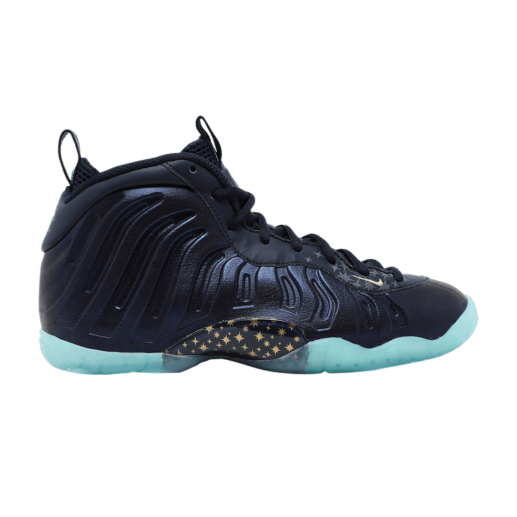 Nike Little Posite One GS 'Gold Stars' — Obsidian/Metallic Gold/Baltic Blue