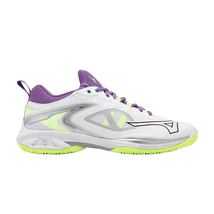 Mizuno Wave Claw Neo 3 Wide 'White Neo Lime Lavender' — White/Neo Lime/Lavender