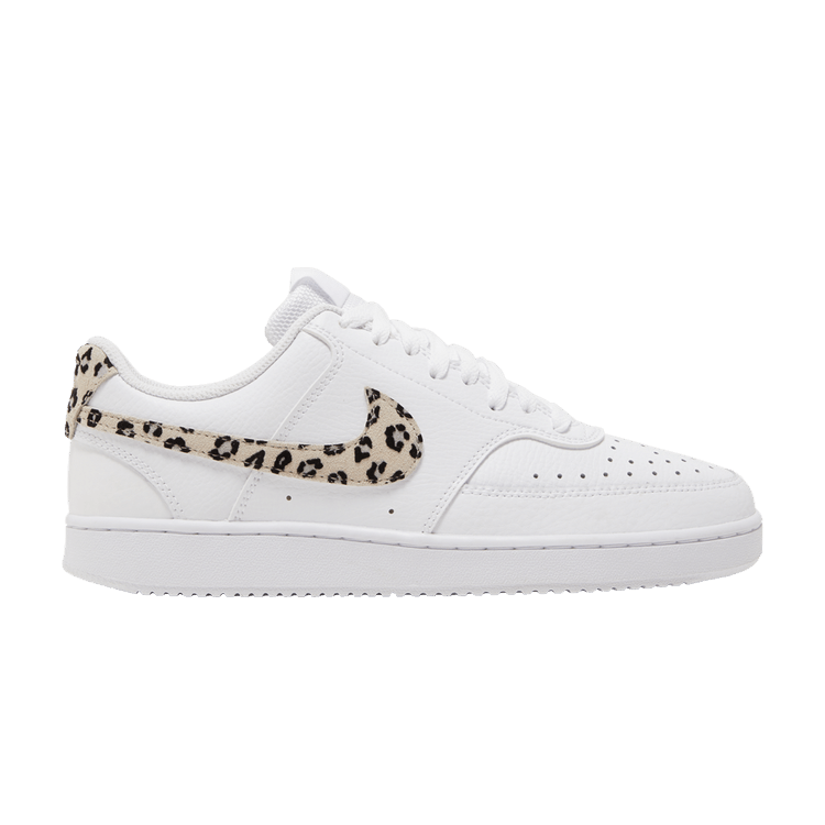 Nike Wmns Court Vision Low 'Leopard Swoosh - White' — White/Desert Sand/Black