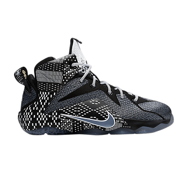 Nike LeBron 12 GS 'BHM' — BLACK/METALLIC SILVER-WHITE
