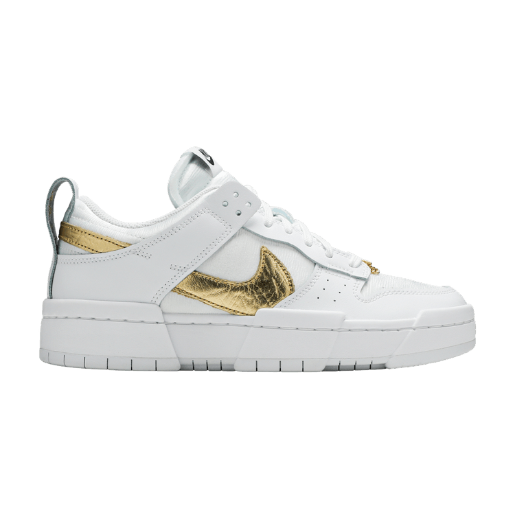 Nike Wmns Dunk Low Disrupt 'White Metallic Gold' — White/White/Metallic Gold